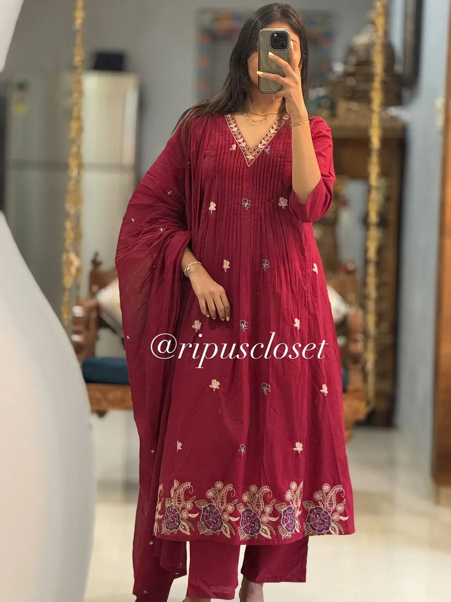 Cotton Suit | Kurti With Pant and Duppata | Ethnic set