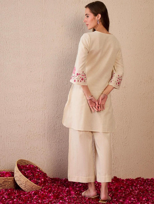 Cord Set | White Kurti With Pant