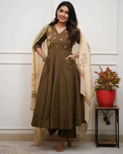 Cotton Suit With Embroidery work | Ethnic Set